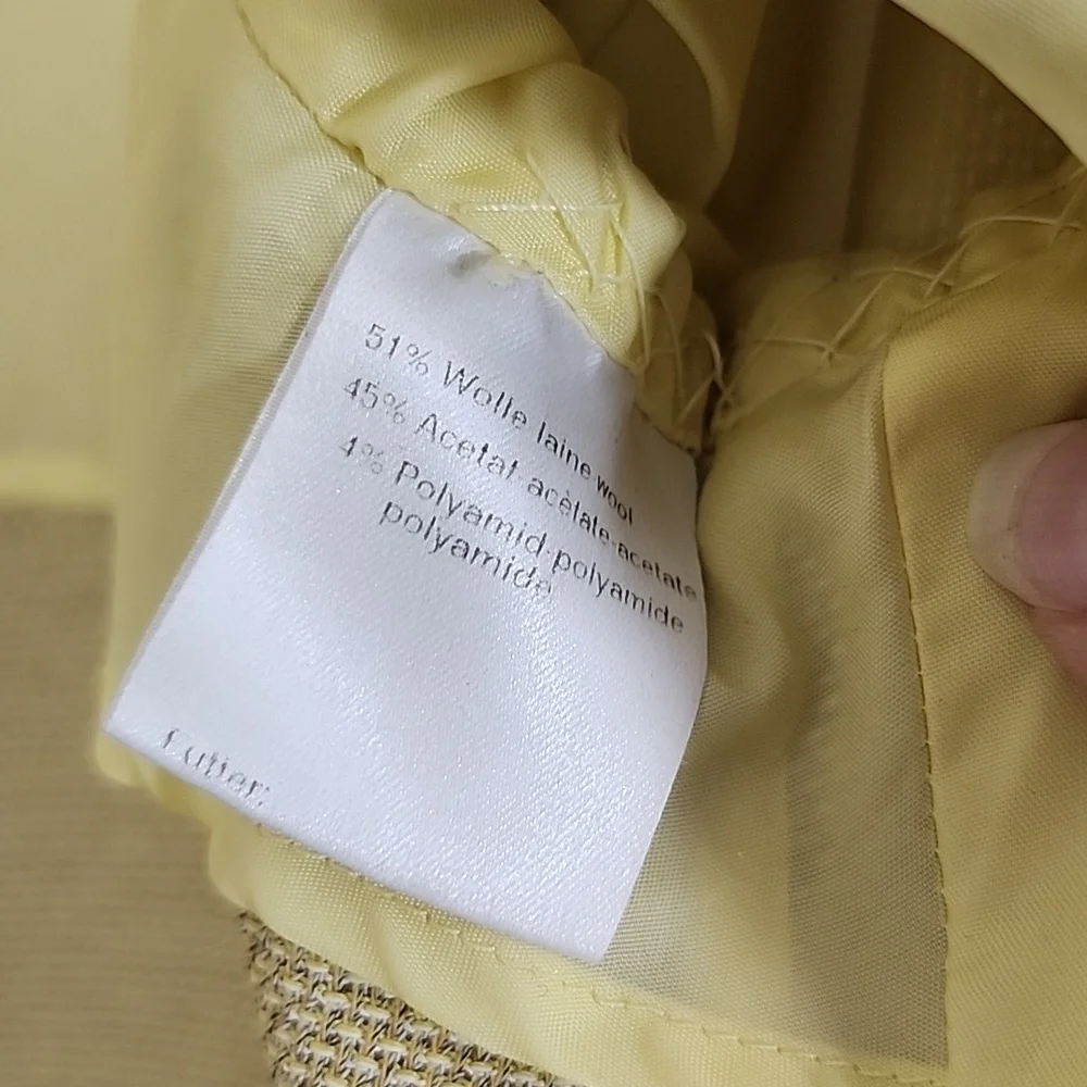 Akris Yellow Partial Wool Zip Up Office Attire Textured Blazer Size 4